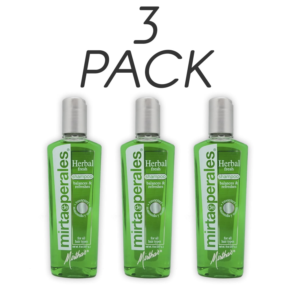 Mirta De Perales Herbal Shampoo. Dandruff Control, Balances and Refreshes. Daily Use for All Hair Types. 8 oz. Pack of 3