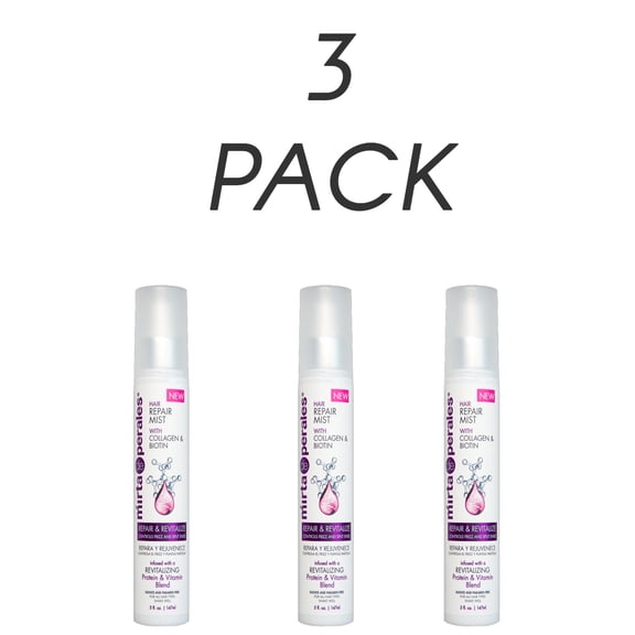 Mirta de Perales Hair Repair Mist. with Collagen and Biotin. Repairs and Revitalizes with a Blend of Vitamins & Proteins. 5 fl.oz. Pack of 3