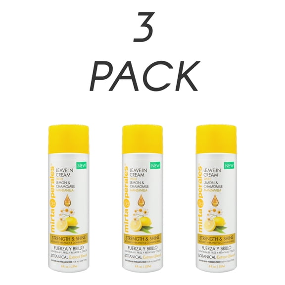Mirta de Perales Leave-in Cream with Lemon and Chamomile. Botanical Extract Blend for Strength and Shine. for All Hair Types. 8 fl.oz. Pack of 3