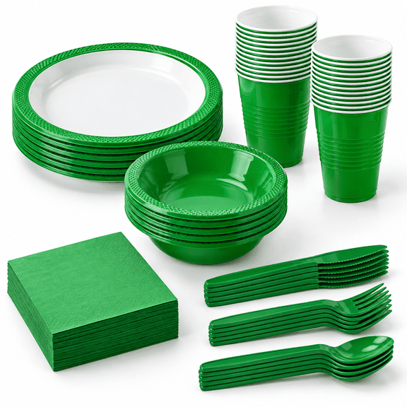 Mirthmood 350green Plastic Plates Set For Birthday