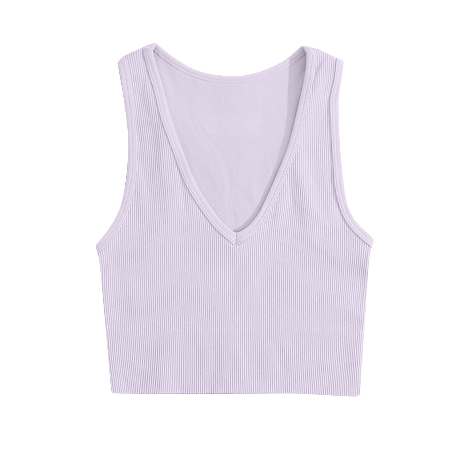 Mirukyed Women's Ribbed Knit Cropped Tank Tops VNeck Sleeveless Basic