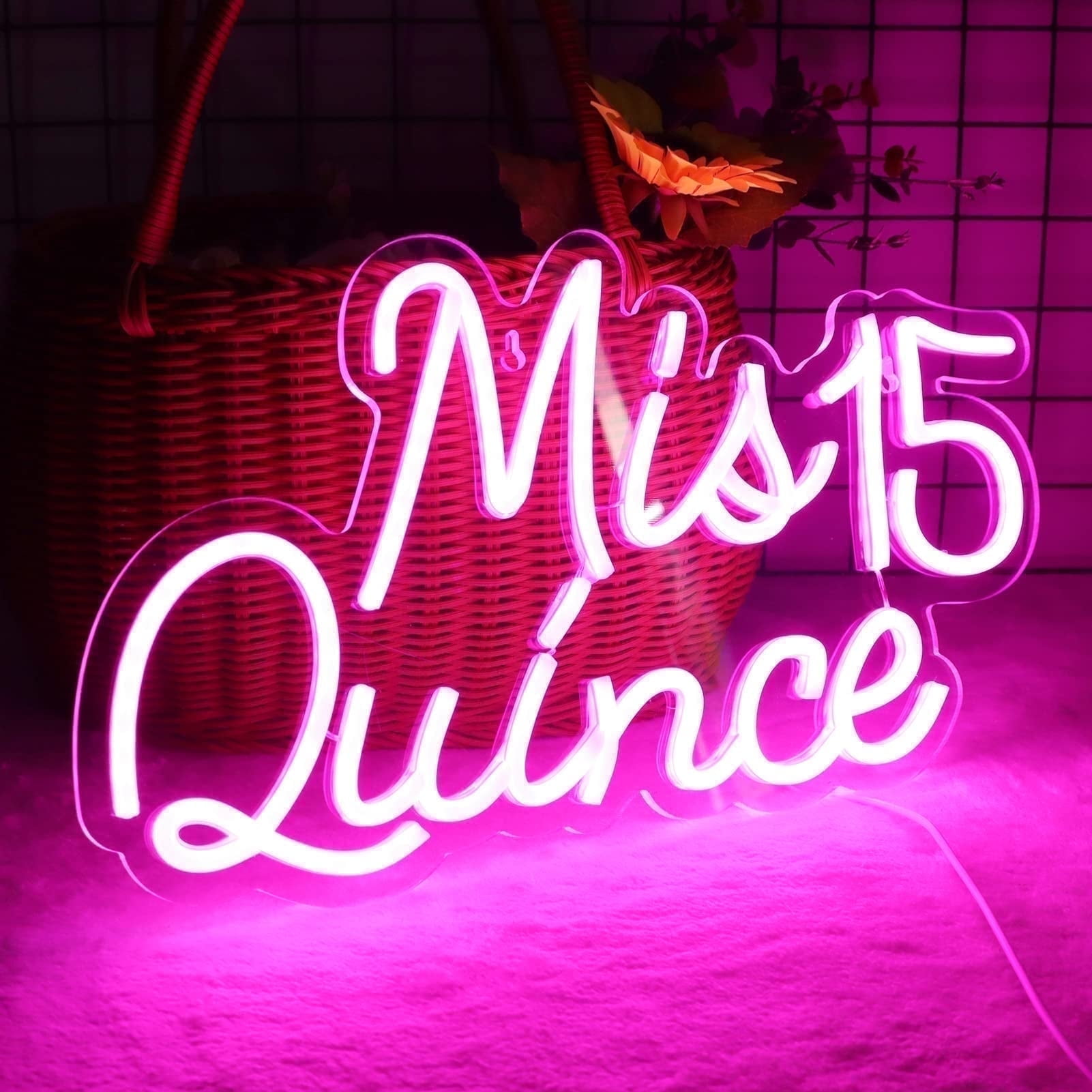 JFLLamp Mis15 Quinceanera Neon Sign, Red, 9.7x16.2 inches, USB-powered for Parties, Birthdays, Girls Bedrooms, Photo Studio Decor