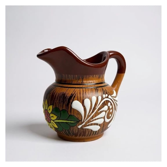Mis Jarritos Handmade Mexican Clay Jarrita - Small Ceramic Pitcher for Tea, Coffee, and Hot Drinks -Traditional Pottery, Food Safe, Decorative & Functional Kitchenware