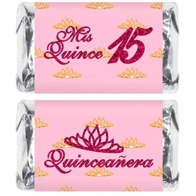 Mis Quince Miniature Candy Bar Wrapper, Quinceanera Mini Chocolate Bar