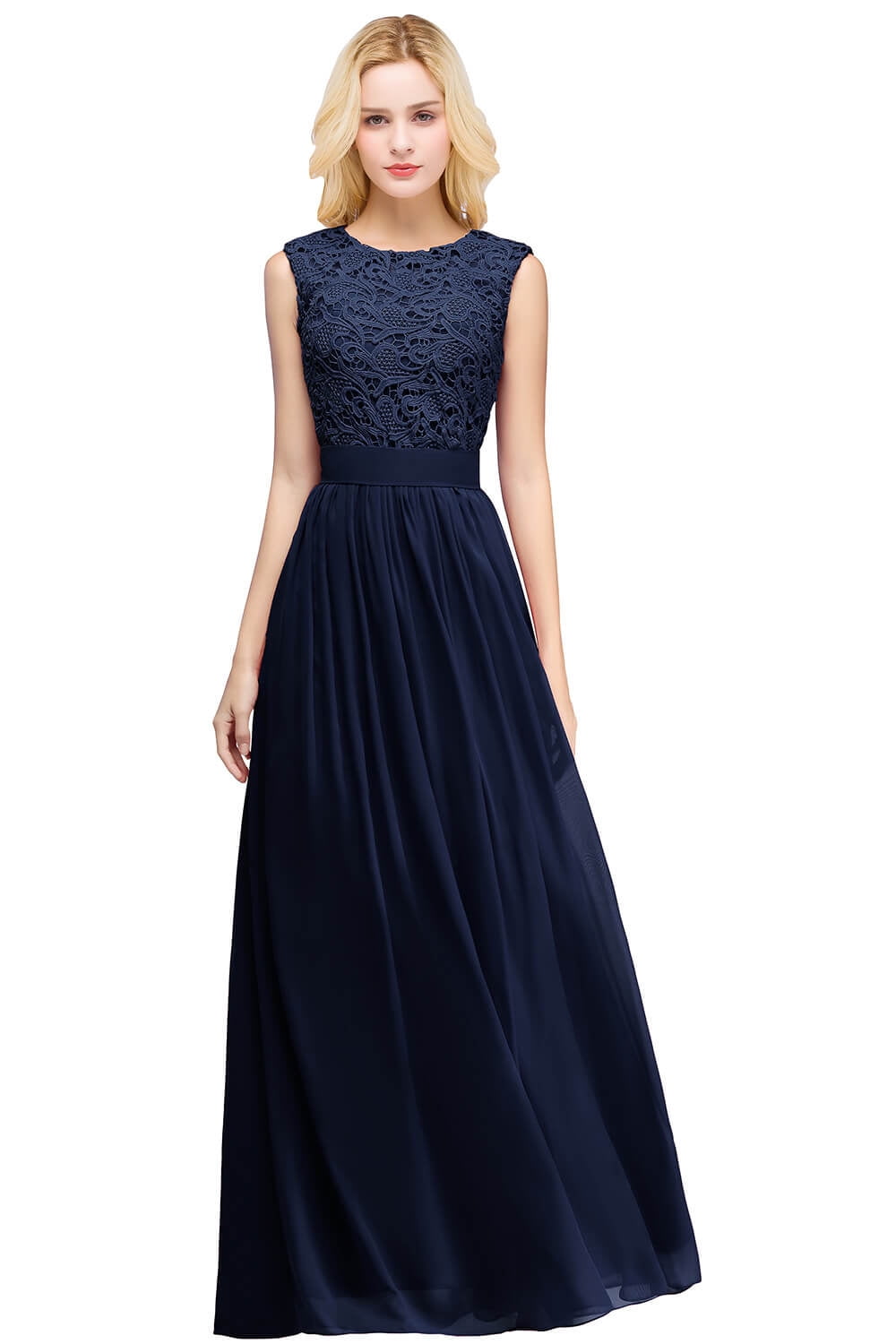 MisShow Navy Floral Lace Formal Dress Cocktail Party Dress Bridesmaid