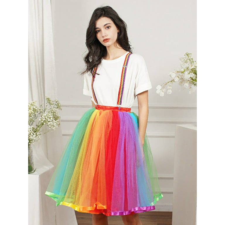 High Fashion Rainbow Tulle Short Women Dresses To New Year