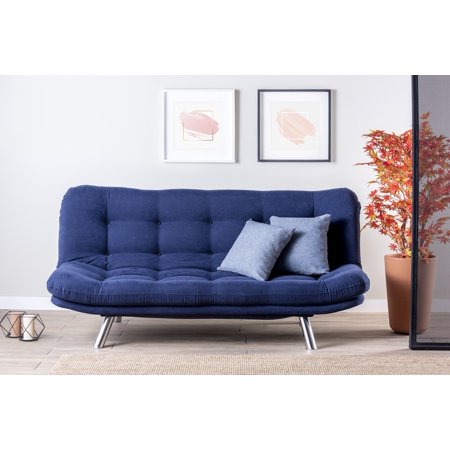 Misa Soft Cushion Seat Armless Futon sofa, Easy to Assemble Sleeper sofa, Navy