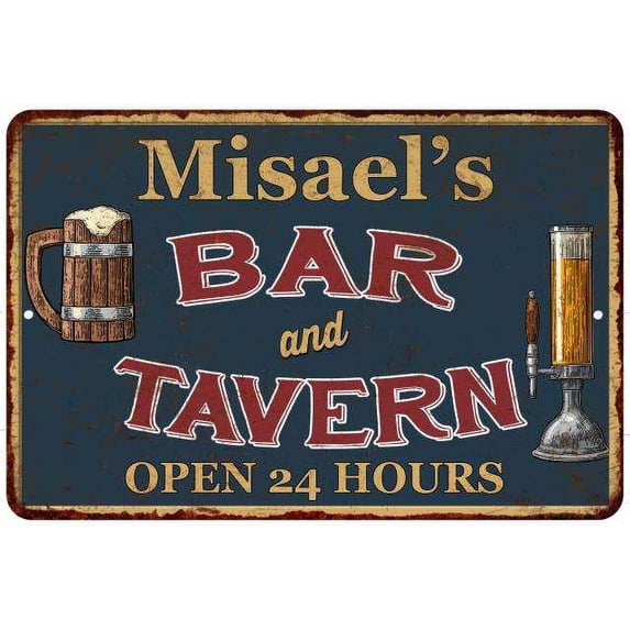 Misael's Green Bar & Tavern Rustic Sign 8 x 12 High Gloss Metal 208120047607