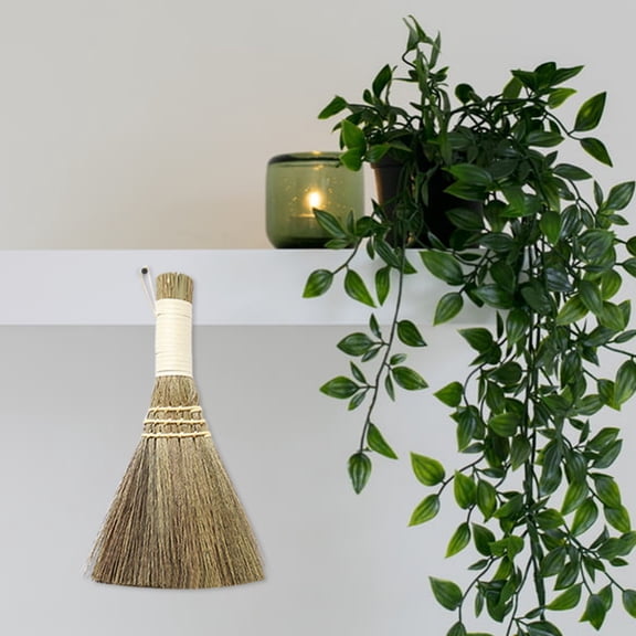 Miscanthus Broom with Short Handle Filament Desktop Broom Corner Dust Removal Broom Children Soft Hair Broom Retro Manual Sweeper