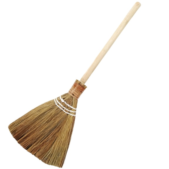 Miscanthus Straw Broom, Detachable Natural Whisk Broom, Soft Broom with Wood Handle, 29 in / 79 cm , Wide Head Cleaning Broom for Indoor Outdoor Home Use