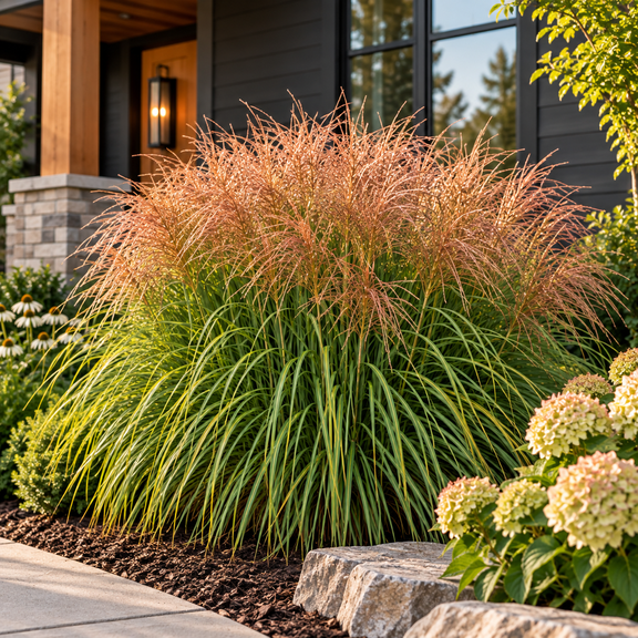 Miscanthus sinensis Huron Sunrise Starter Plugs for Planting Live Ornamental Maiden Grass Plants Tall Flowering Grass for Landscaping, Borders & Privacy, 5 Plants