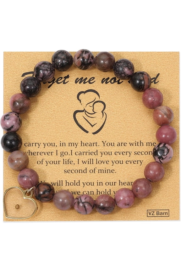 Miscarriage Gift Heart Charm Stretch Bracelet Crystals and Healing Stones Bracelet for Mother Father