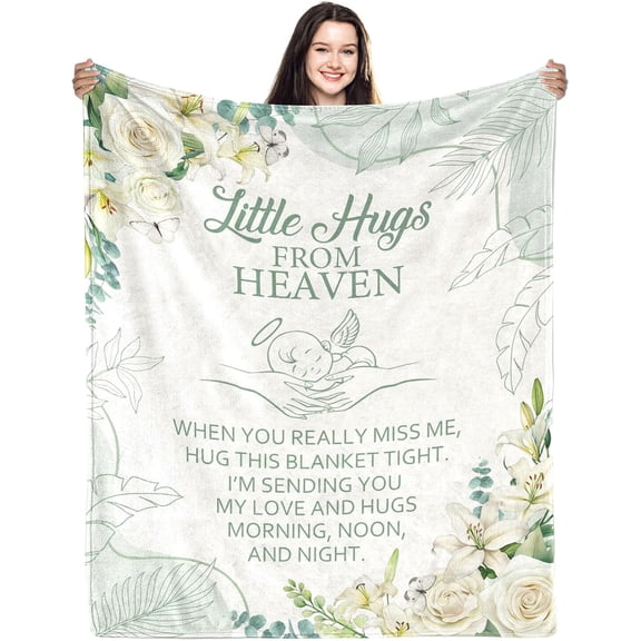 Miscarriage Gifts for Mothers, Miscarriage Memorial Blanket, Angel Baby Memorial Sympathy Gift for Loss of Baby, Stillborn Infant Loss Condolence Ideas for Mom - Little Hugs from Heaven