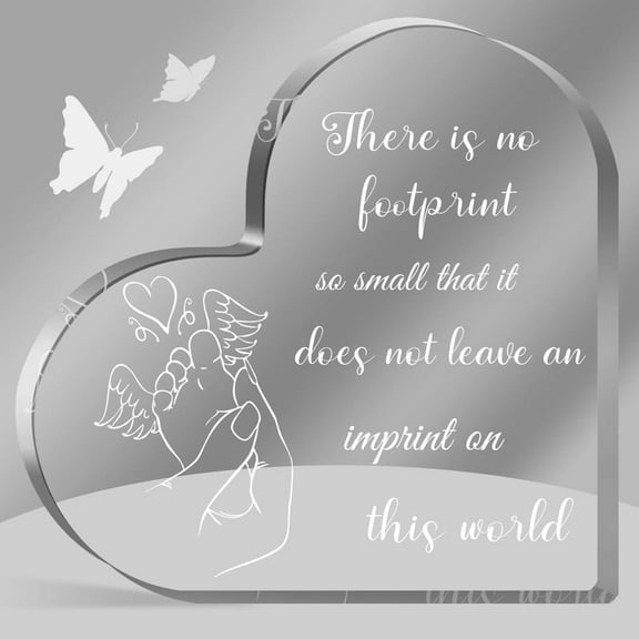 Miscarriage Gifts For Mothers Remembrance Gift Sympathy Gifts Baby Footprint Memorial Heart Shaped Acrylic Decor Sign Infant Loss Sympathy Gift Funeral In Memory Of Loss Of Baby 4X4 In