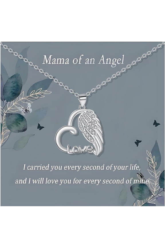 Miscarriage Gifts for Mothers Sympathy Gifts for Loss of Loved One Silver Angel Wing Heart Pendant Necklace Memorial Gifts