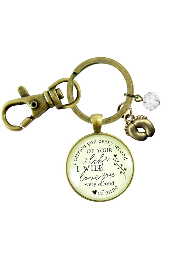 Miscarriage Gutsy Goodness Bronze Metal Keychain I Carried You Adult Female Baby Loss Keepsake
