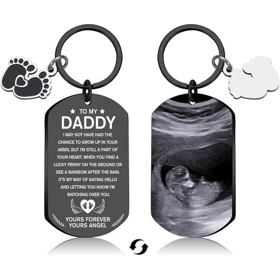 Miscarriage Keychain Sonogram Picture for Dad, Loss of Child Infant Memorial Gift for Daddy, Angel Baby Remembrance Key Ring for Father,Sorry for Your Loss Condolence Photo Gift