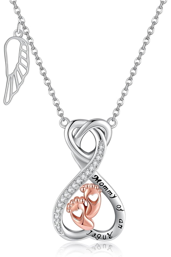 Miscarriage Necklace 925 Sterling Silver Mommy of an Angel Pendant Necklace Loss of Pregnancy Memorial Jewelry Present for Women Mom