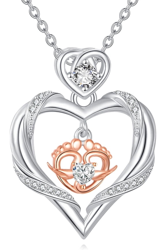 Miscarriage Necklace for Women S925 Sterling Silver Heart Mommy of an Angel Pendant Necklaces Loss of Pregnancy Memorial Jewelry Gifts for Mom Women Wife