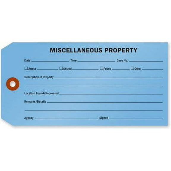 Miscellaneous Property Tag, 25 Tags/Pack, 6.25" x 3.125"