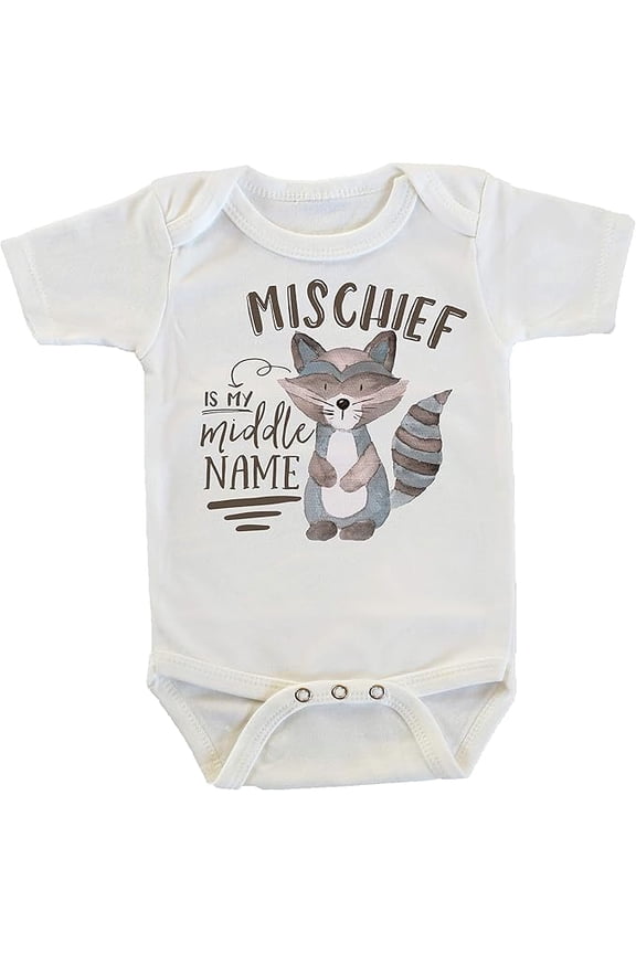 Mischief Is My Middle Name Raccoon Onesie/Bodysuit