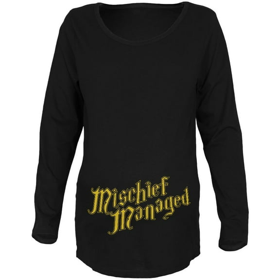 Mischief Managed Funny Maternity Soft Long Sleeve T Shirt Black X-LG