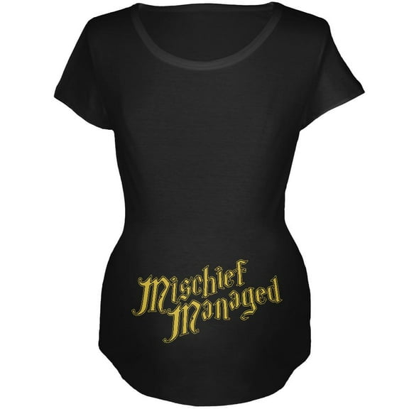 Mischief Managed Funny Maternity Soft T Shirt Black X-LG