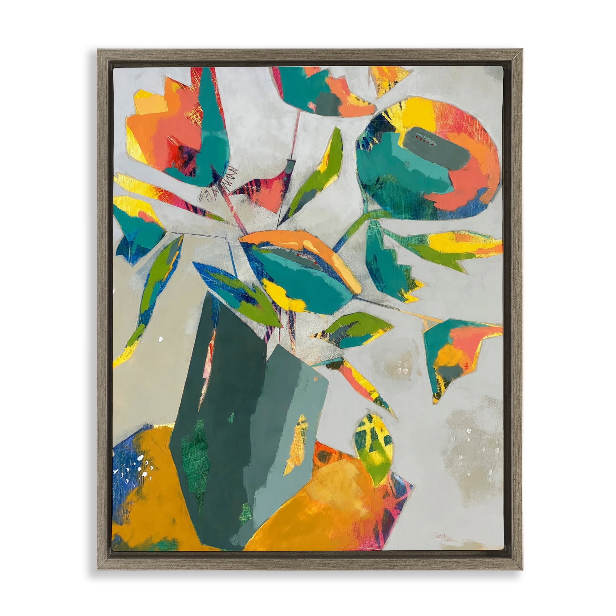 Mischief & Merrymaking Abstraction Brown Framed Floater Canvas Wall Art, design by Dianna Fritzler