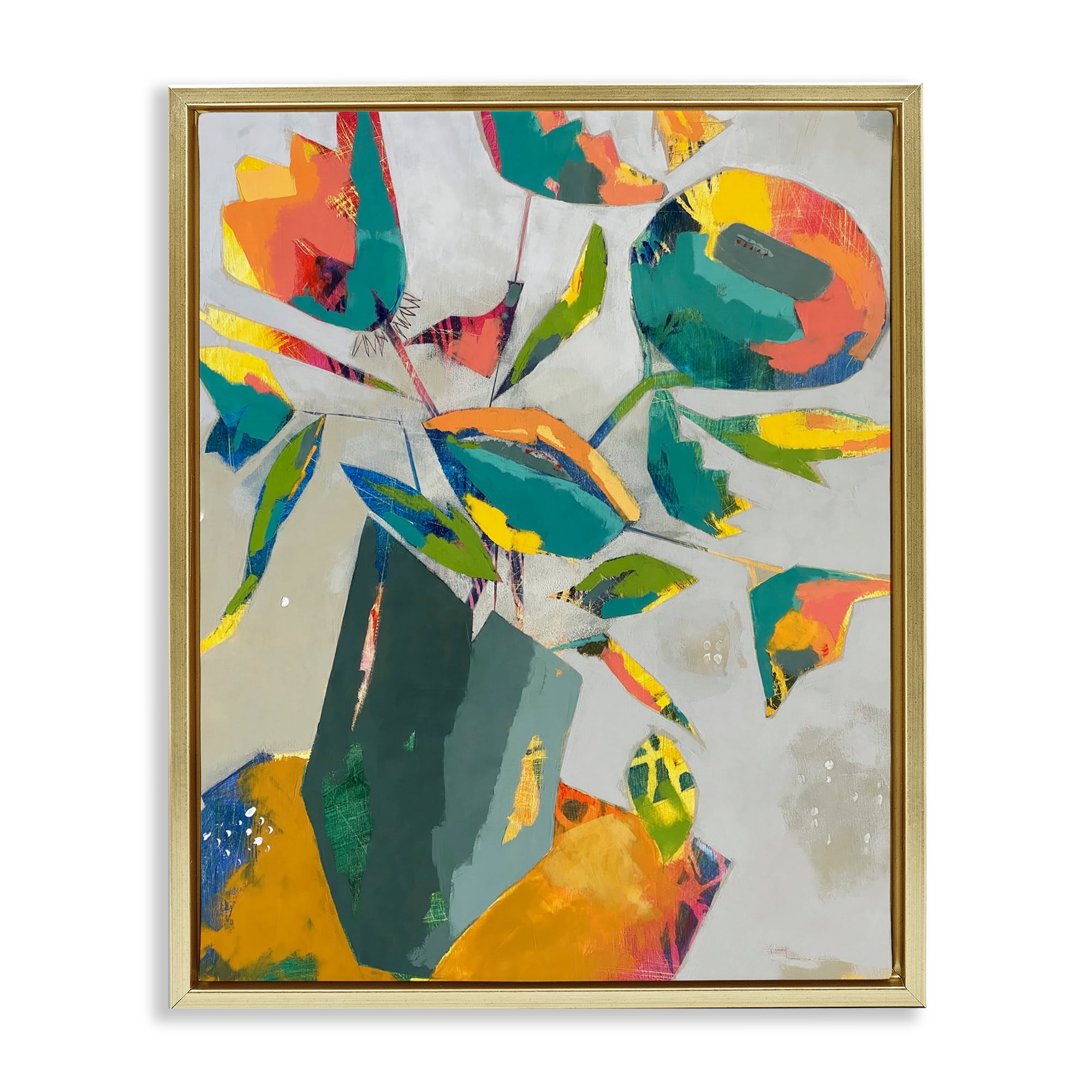 Mischief & Merrymaking Abstraction Gold Framed Floater Canvas Wall Art, design by Dianna Fritzler