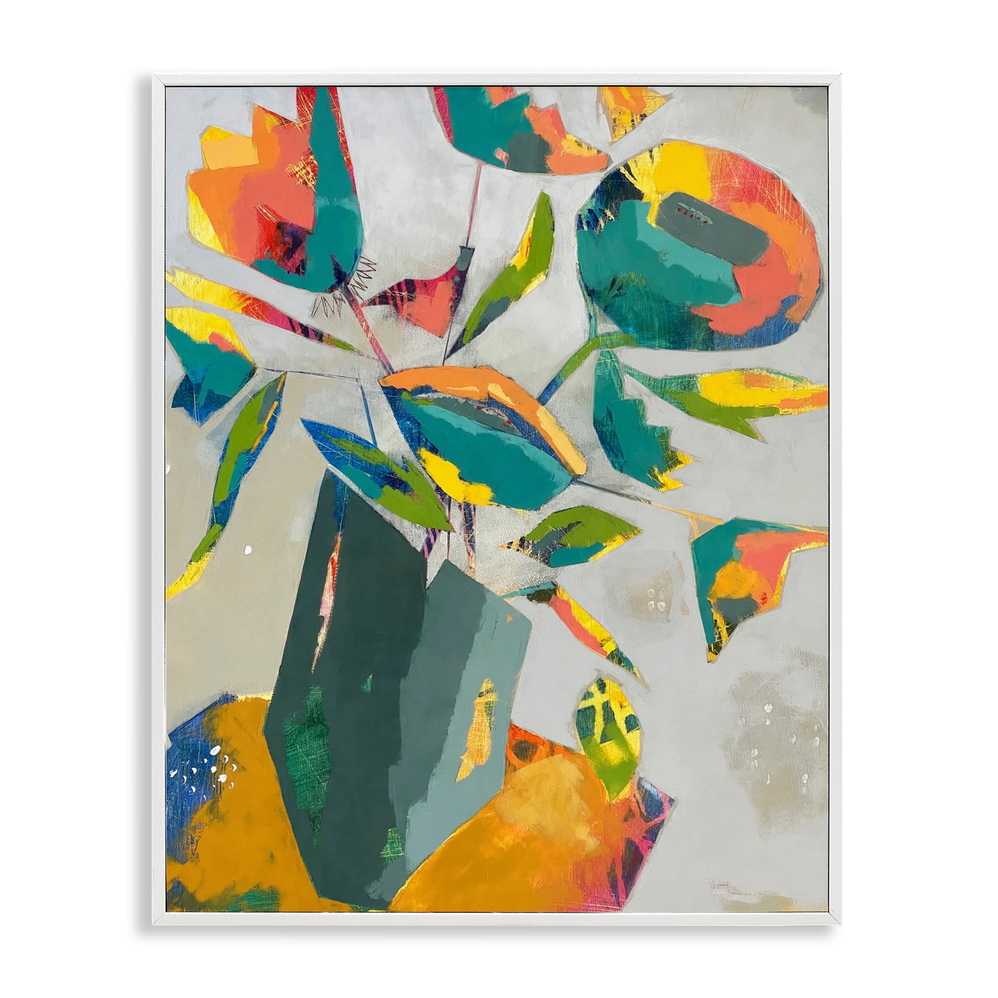 Mischief & Merrymaking Abstraction White Framed Giclee Art, design by Dianna Fritzler