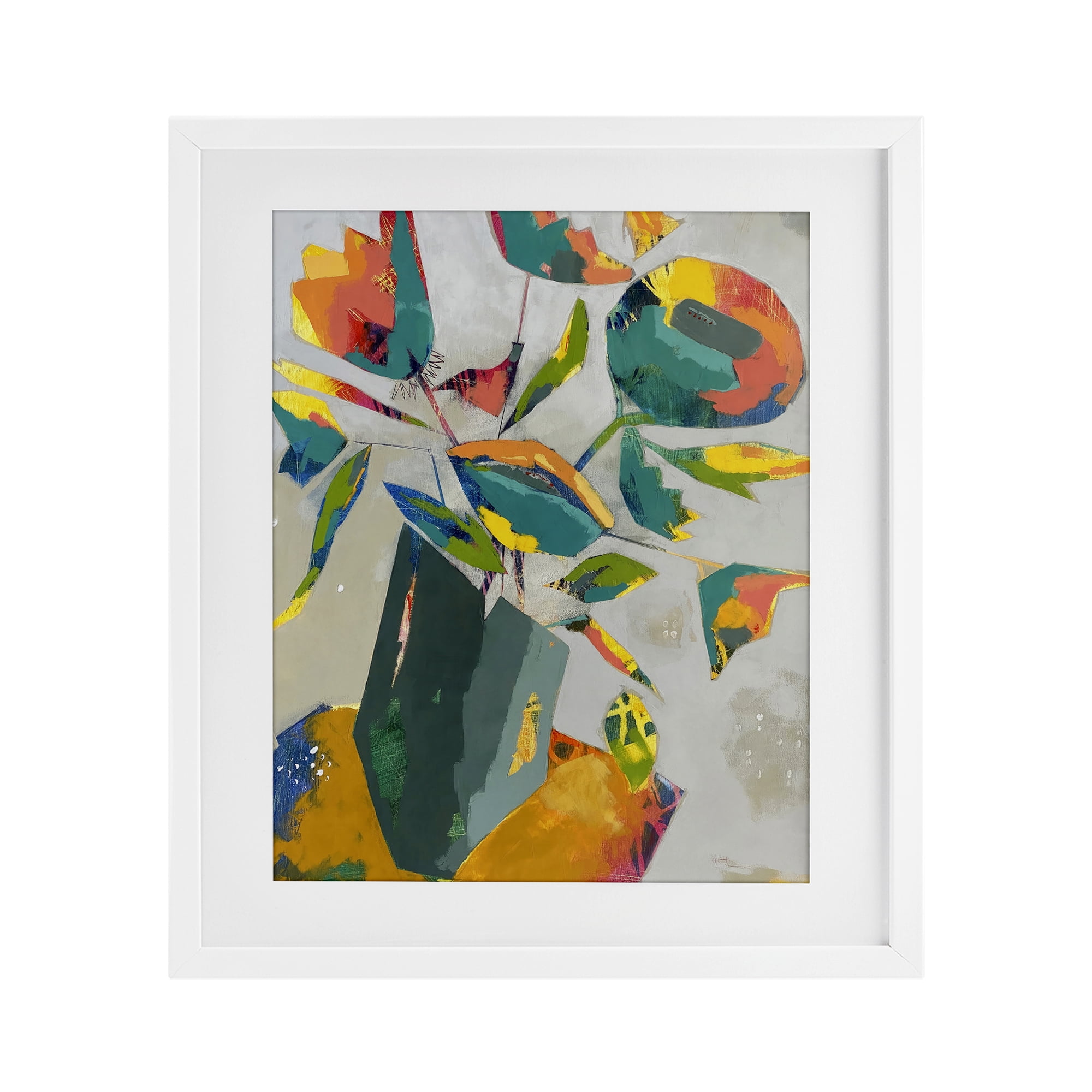 Mischief & Merrymaking Abstraction White Framed Print Under Glass, design by Dianna Fritzler