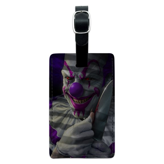 Mischief the Evil Purple Clown Rectangle Leather Luggage Card Suitcase Carry-On ID Tag