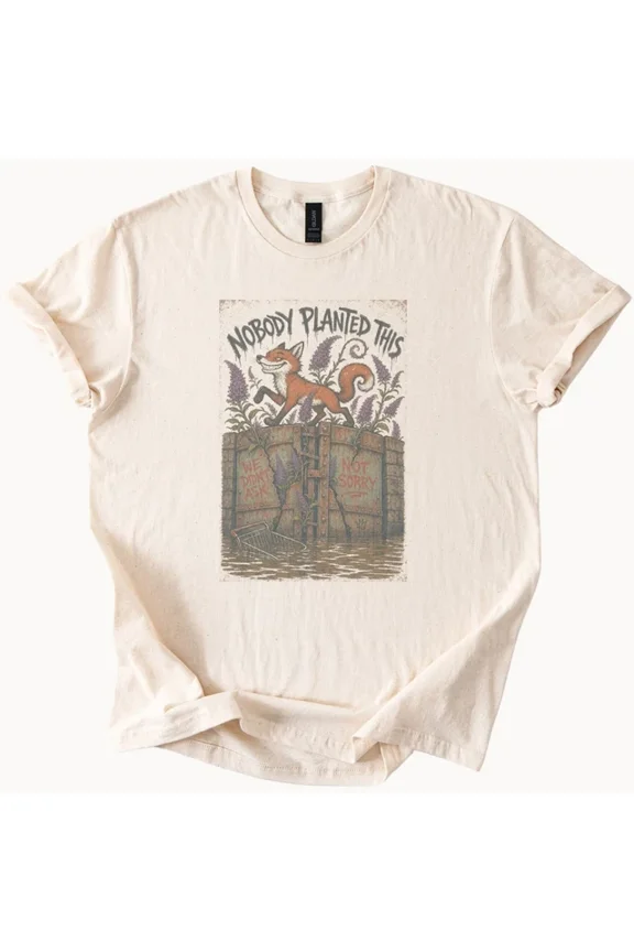 Mischievous Fox Graphic Tee Darkly Ous Surreal Art Design Natural Size S-5Xl Heygategoo Tee