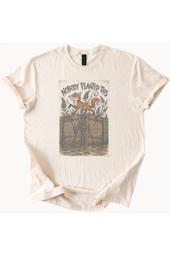 Mischievous Fox Graphic Tee Darkly Ous Surreal Art Design Natural Size S-5Xl Heygategoo Tee