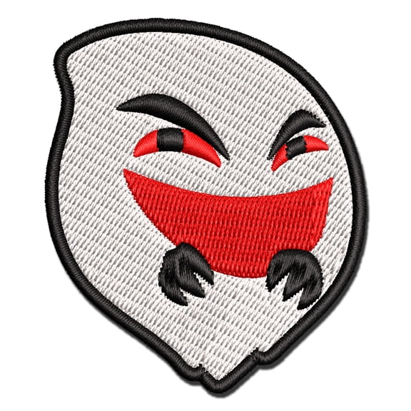 Mischievous Ghost Malicious Evil Spirit Applique Multi-Color Embroidered Hook & Loop Patch - 3 Inch Medium
