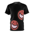 thumbnail image 1 of Mischievous Happy Face Unisex AOP Tee Black, 1 of 7