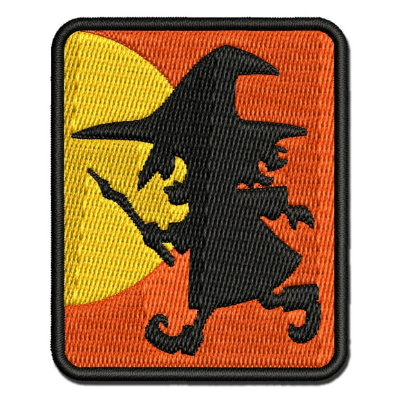 Mischievous Little Witch Wand Halloween Applique Multi-Color Embroidered Iron-On Patch - 2.0 Inch Mini