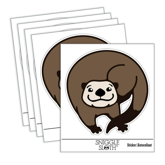 Mischievous River Otter Car Window Bumper Water Bottle Phone Tablet Laptop Waterproof Vinyl Decal Sticker Set 5-Pack - Gloss Finish - 5.0"