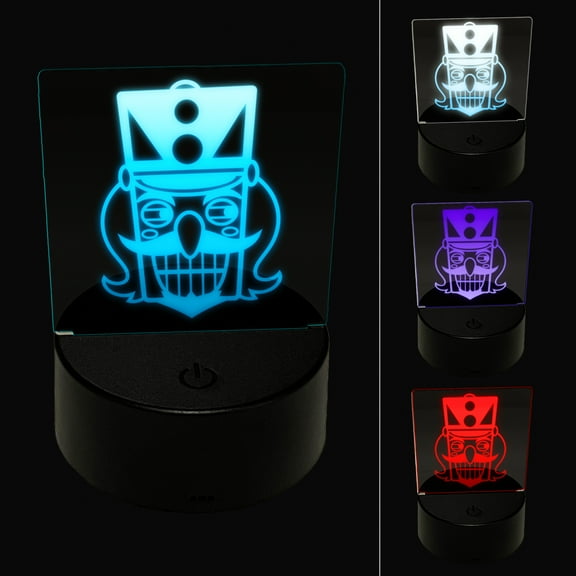 Mischievous Smiling Christmas Nutcracker Face LED Night Light Sign 3D Illusion Desk Nightstand Lamp