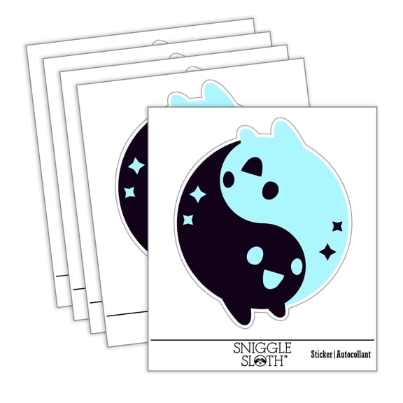 Mischievous Yin Yang Ghosts Cute Playful Car Window Bumper Water Bottle Phone Tablet Laptop Waterproof Vinyl Decal Sticker Set 5-Pack - Gloss Finish - 2.0"