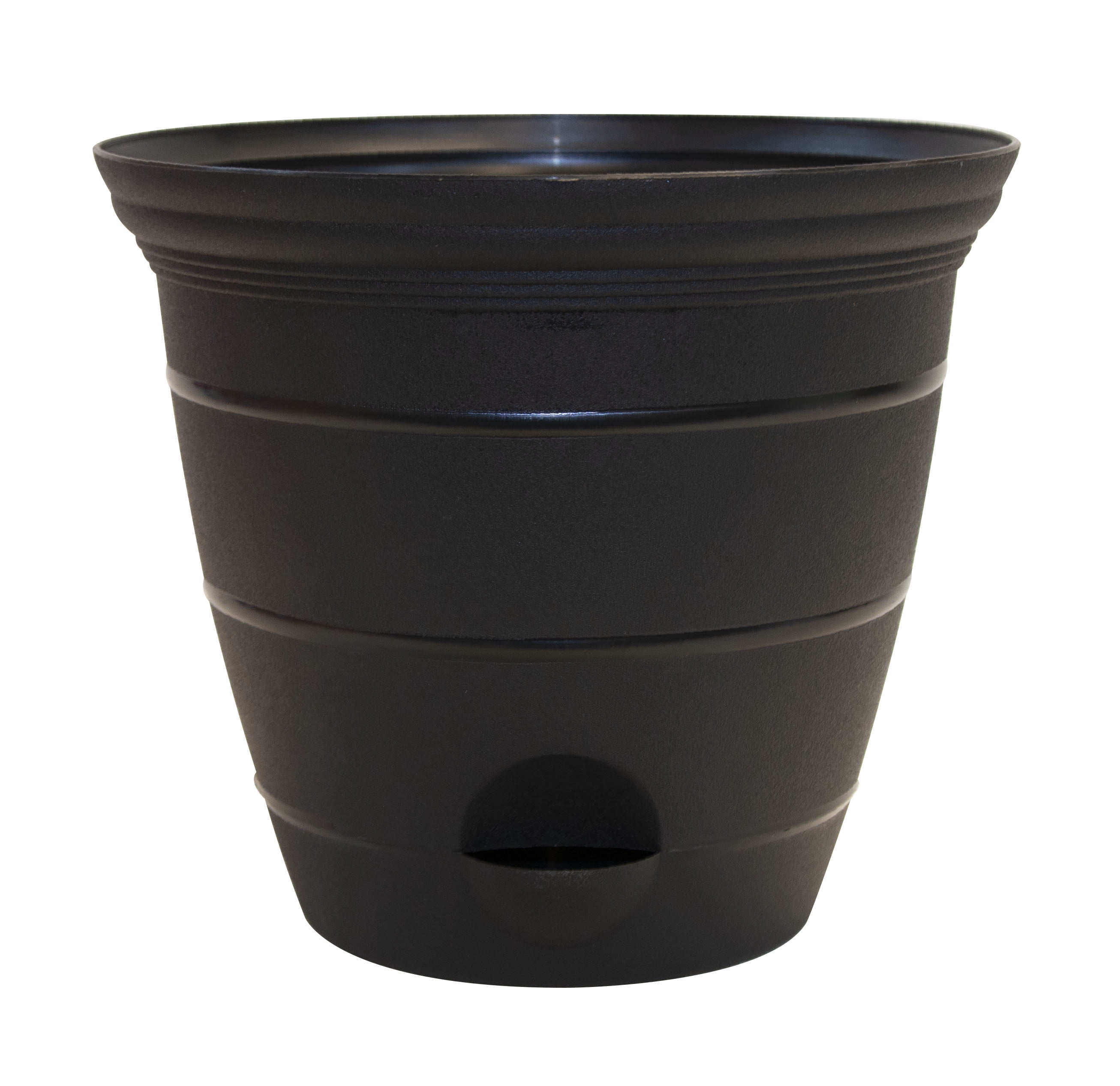 Misco 8" x 8" x 7" Round Black Resin Plant Planter