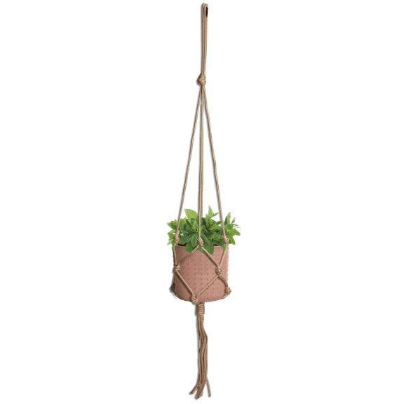 Misco Ceramic Macrame Hanging Planter, 5.12inch High and 5.12 in Diameter Macrame Plant Holder, Perfect for Plants and Succulents, with Jute for Indoor and Outdoor