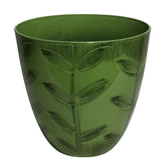 Misco Plastic Glazed Leaf Planter, 11.61Inch in Height Planter and 12.99Inch in Diameter, Green Glazed Pot for Plants and Flowers for Indoor and Outdoor Use…