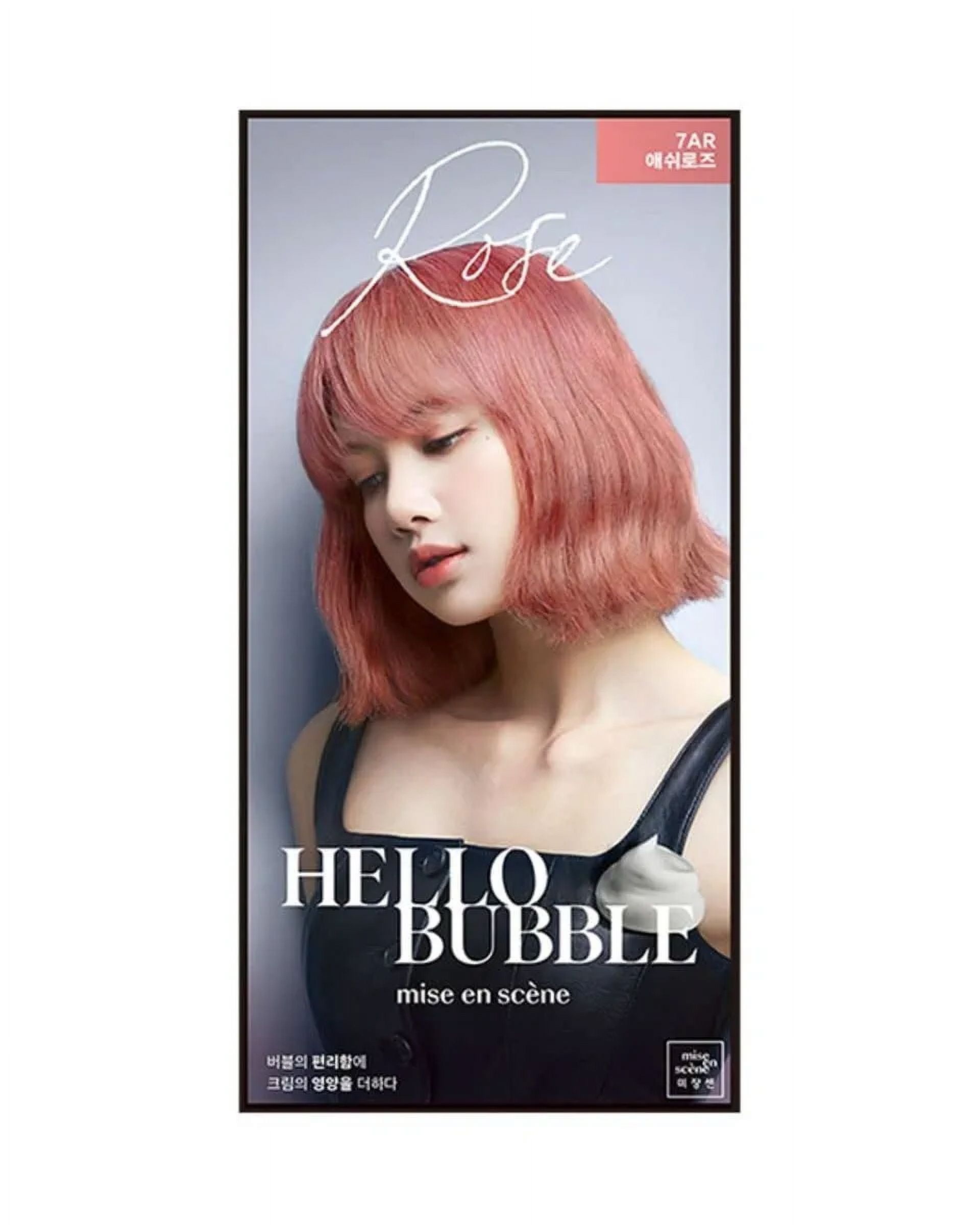Mise En Scene Hello Bubble Foam Color AmmoniaFree Self Hair Dye, 7AR Ash Rose with Magic