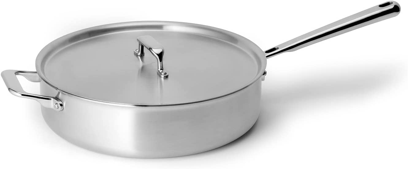 Misen 3 QT Stainless Steel Sauté Pan with Lid Deep Frying Pan Large
