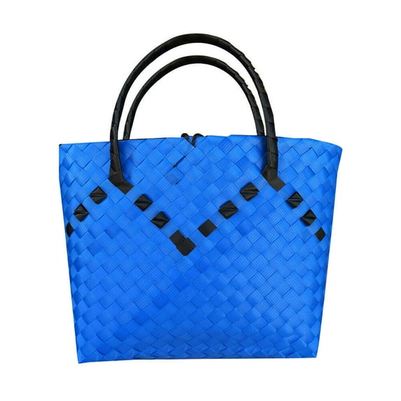 Misenka Azure Blue / Black Classic Two Tone Bayong Women Hand Bag