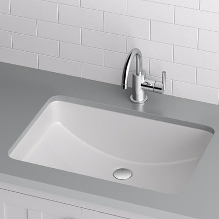 Miseno MNO2114ABWH Bright White Undermount Rectangular Bathroom Sink with Overflow Drain (22.875-in x 16-in)