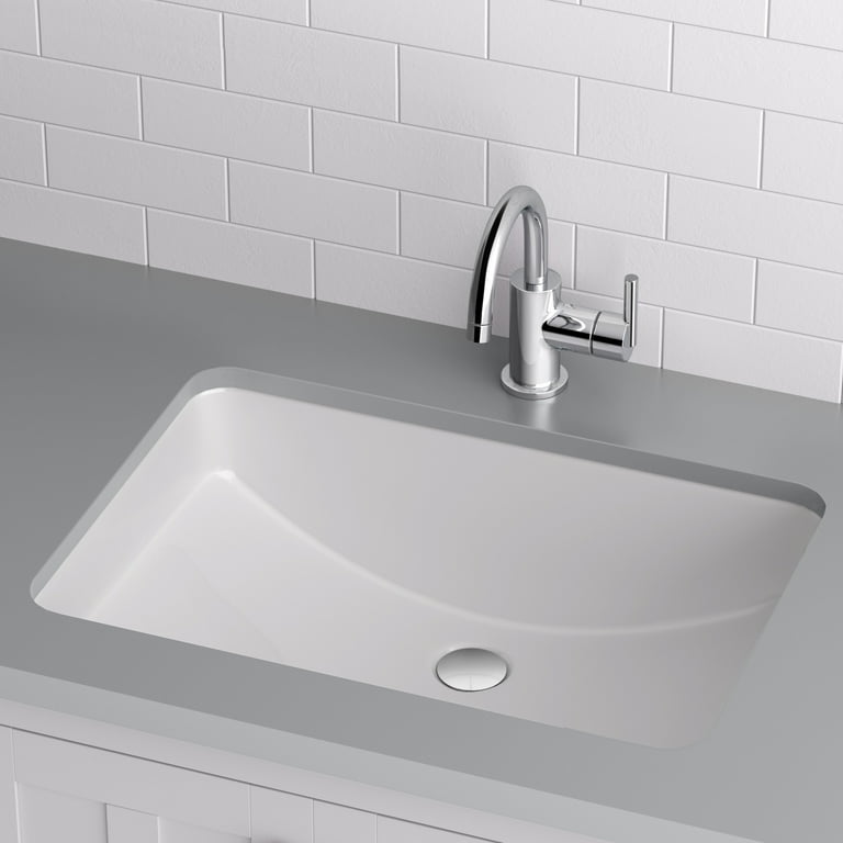 sinforosanum＆Rio Blanco Miseno Premium Ceramic Undermount Bathroom Sink, 21x14 in, White