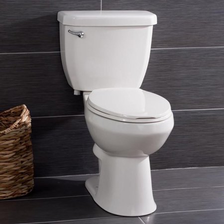 Miseno Two-Piece High Efficiency Toilet With Round Chair Height Bowl, Molded Seat, Trip Lever And Wax Ring (1.28 Gpf) White