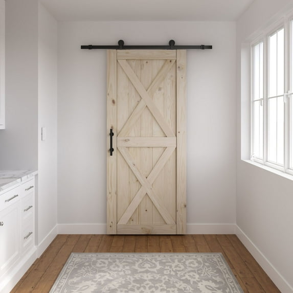 Miseno Mbd7036 36" X 84" Unfinished Pine Double X-Brace Barn Door Slab Only - Unfinished